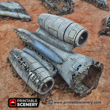 Load image into Gallery viewer, Crashed Aircraft - Airplane 15mm 28mm 20mm 32mm Brave New Worlds Wasteworld Gaslands Terrain Scatter D&amp;D DnD