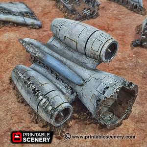 Crashed Aircraft - Airplane 15mm 28mm 20mm 32mm Brave New Worlds Wasteworld Gaslands Terrain Scatter D&D DnD