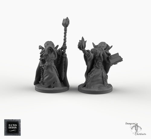 Mind Flayers - Mind Horror Warlock - Psyche Flaying Priests EC3D Skyless Realms Wargaming Miniatures D&D DnD