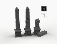 Load image into Gallery viewer, Egyptian Obelisks - 15mm 28mm 32mm 42mm Empire of Scorching Sands Wargaming Terrain D&amp;D DnD