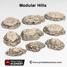 Load image into Gallery viewer, Modular Hills - 15mm 28mm 20mm 32mm Brave New Worlds Wasteworld Gaslands New Eden Terrain Scatter D&amp;D DnD