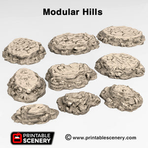 Modular Hills - 15mm 28mm 20mm 32mm Brave New Worlds Wasteworld Gaslands New Eden Terrain Scatter D&D DnD