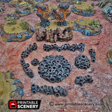 Load image into Gallery viewer, Tire Obstacles - 15mm 28mm 20mm 32mm Brave New Worlds Wasteworld Gaslands Terrain Scatter D&amp;D DnD