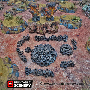 Tire Obstacles - 15mm 28mm 20mm 32mm Brave New Worlds Wasteworld Gaslands Terrain Scatter D&D DnD