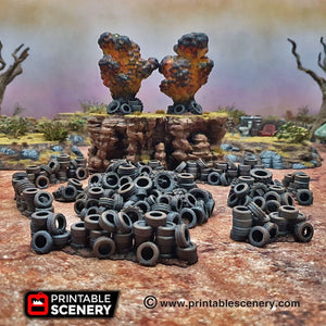 Tire Obstacles - 15mm 28mm 20mm 32mm Brave New Worlds Wasteworld Gaslands Terrain Scatter D&D DnD