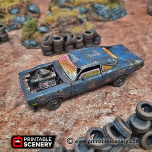 Abandoned Vehicle Set - 15mm 28mm 20mm 32mm Brave New Worlds Wasteworld Gaslands Terrain Scatter D&D DnD