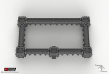Load image into Gallery viewer, Sithic Fortified Walls Perimeter - 15mm 28mm 32mm Printable Scenery, Brave New Worlds Sithic Outpost Wargaming Tabletop