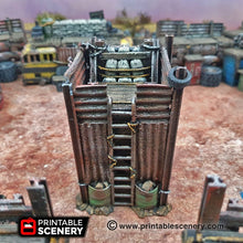 Load image into Gallery viewer, Junkfort Lookout Tower - 15mm 28mm 20mm 32mm Brave New Worlds Wasteworld Gaslands Terrain Scatter D&amp;D DnD