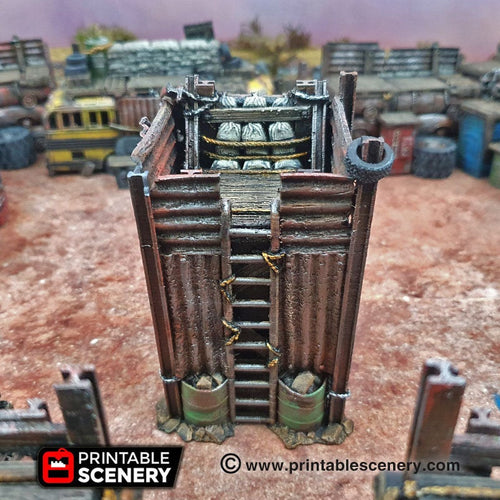 Junkfort Lookout Tower - 15mm 28mm 20mm 32mm Brave New Worlds Wasteworld Gaslands Terrain Scatter D&D DnD