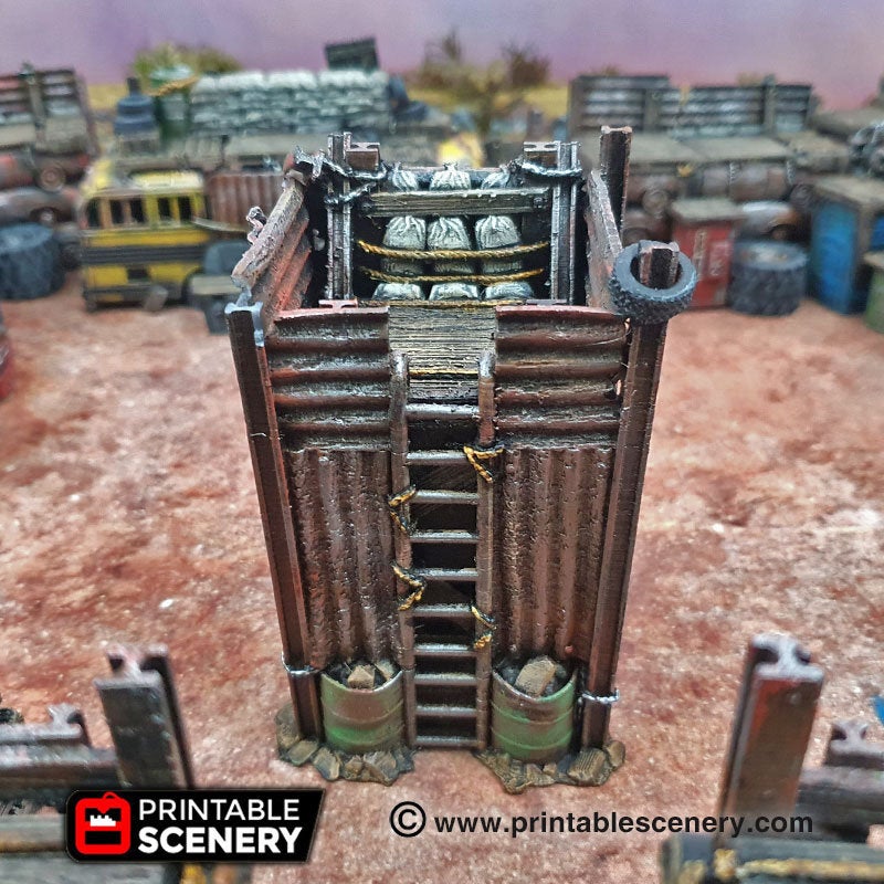 Junkfort Lookout Tower - 15mm 28mm 20mm 32mm Brave New Worlds Wasteworld Gaslands Terrain Scatter D&D DnD