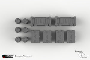 Starship Cargo Bay Containers - 15mm 28mm 32mm 42mm Brave New Worlds Sanctuary 17 Terrain Scatter D&D DnD