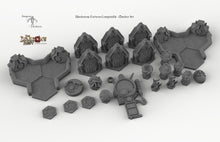 Load image into Gallery viewer, Blackstone Fortress Compatible Trihex Citadel Token and Marker Sets - Dragon&#39;s Rest Wargaming Terrain Scatter
