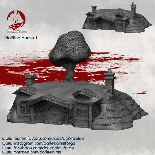 Halfling House 1 - 15mm 28mm 32mm Dark Realms Halfling Village Wargaming Terrain Scatter D&D DnD