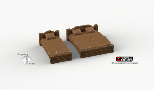 Simple RPG Beds - 28mm 32mm Furniture Clorehaven and Goblin Grotto Wargaming Terrain Scatter D&D DnD