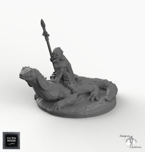 Dark Elf Lizard Rider - EC3D Skyless Realms Wargaming Miniature D&D DnD Drow