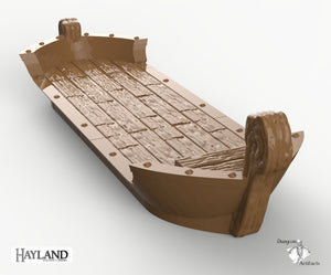 Medieval River Barge - 15mm 28mm 32mm Wargaming Terrain D&D DnD
