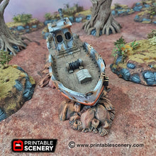 Load image into Gallery viewer, Ruined Fishing Boat - 15mm 28mm 20mm 32mm Brave New Worlds Wasteworld Gaslands Terrain Scatter D&amp;D DnD