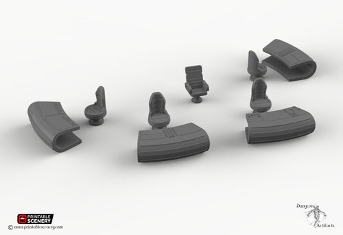 Starship Bridge Furnishings - 28mm 32mm Printable Scenery Tabletop Scatter Miniatures Terrain Console Starship