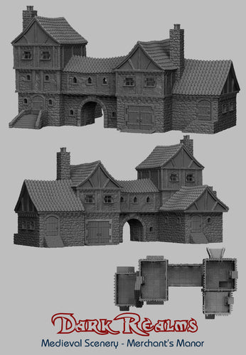 Merchant's Manor - 15mm 28mm 32mm Dark Realms Medieval Scenery Mansion Wargaming Terrain Scatter D&D DnD