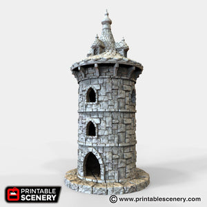 Round Tower with Turret - 15mm 28mm 32mm Winterdale Wargaming Tabletop Scatter Terrain D&D DnD