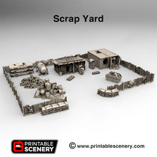 Load image into Gallery viewer, Scrap Yard Set - 15mm 28mm 20mm 32mm Brave New Worlds Wasteworld Gaslands Terrain Scatter D&amp;D DnD