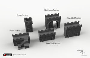 Winterdale Citadel Walls - Modular Medieval Castle Wall Set - 15mm 28mm 32mm Wargaming Terrain Scatter