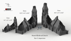 Ruined & Intact Medieval Church Bundle - 15mm 28mm 32mm 37mm Time Warp Wargaming Terrain Scatter D&D DnD
