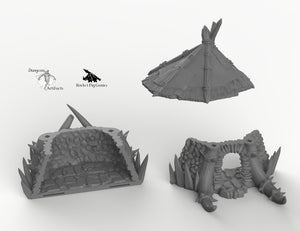 Orc Tusk Hut - 15mm 28mm 32mm Rocket Pig Games Wargaming Terrain Scatter D&D DnD