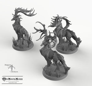 Stags - Fantastic Elk - Buck Deer Mini Monster Mayhem Wargaming Miniatures Games D&D DnD