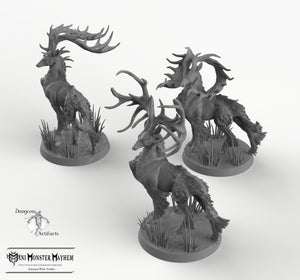 Stags - Fantastic Elk - Buck Deer Mini Monster Mayhem Wargaming Miniatures Games D&D DnD