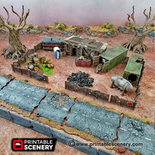 Load image into Gallery viewer, Scrap Yard Set - 15mm 28mm 20mm 32mm Brave New Worlds Wasteworld Gaslands Terrain Scatter D&amp;D DnD