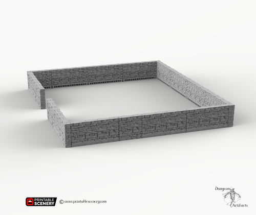 Modular City Walls - Clorehaven Schist Walls -  28mm 32mm Wargaming Terrain Scatter Dungeon D&D, DnD