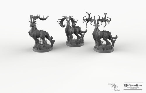 Stags - Fantastic Elk - Buck Deer Mini Monster Mayhem Wargaming Miniatures Games D&D DnD