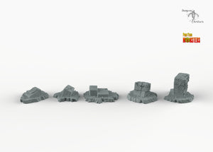 Temple Ruins - Print Your Monsters Fantastic Plants and Rocks Resin Terrain Wargaming D&D DnD