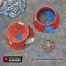 Load image into Gallery viewer, Travelers&#39; Camp - Shadowfey Wilds 28mm 32mm Wargaming Terrain D&amp;D, DnD Travelers Romani Travellers