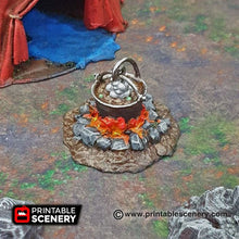 Load image into Gallery viewer, Travelers&#39; Camp - Shadowfey Wilds 28mm 32mm Wargaming Terrain D&amp;D, DnD Travelers Romani Travellers