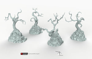 Contorted Trees - 15mm 20mm 25mm 28mm 32mm Printable Scenery Shadowfey Wilds Terrain Wargaming D&D DnD