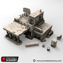 Load image into Gallery viewer, Derelict Gas Station - 28mm 20mm 32mm Brave New Worlds Wasteworld Gaslands Terrain D&amp;D DnD