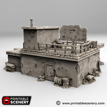 Load image into Gallery viewer, Derelict Gas Station - 28mm 20mm 32mm Brave New Worlds Wasteworld Gaslands Terrain D&amp;D DnD