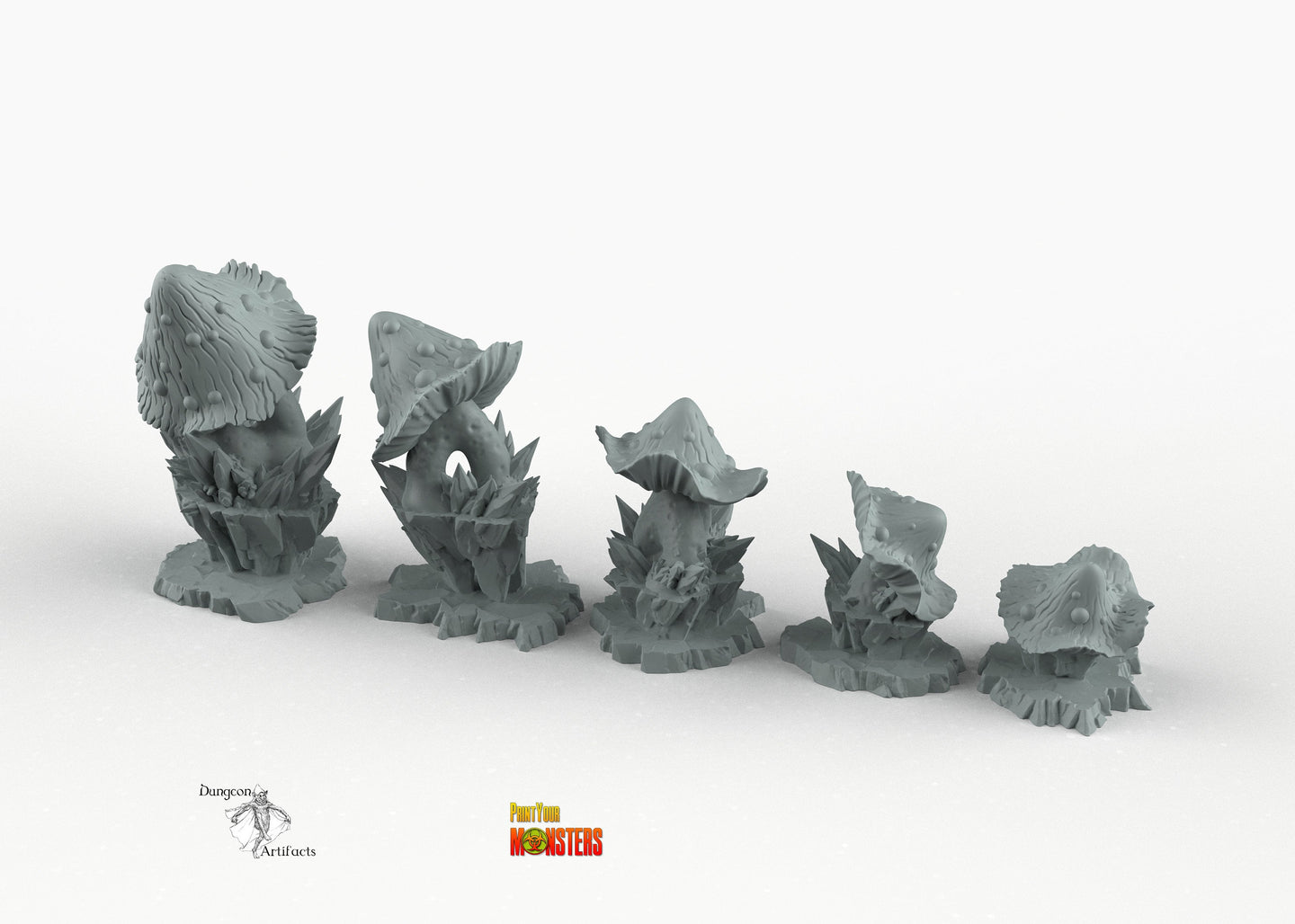 Dangerous Mushrooms - Print Your Monsters Fantastic Plants and Rocks Resin Terrain Wargaming D&D DnD