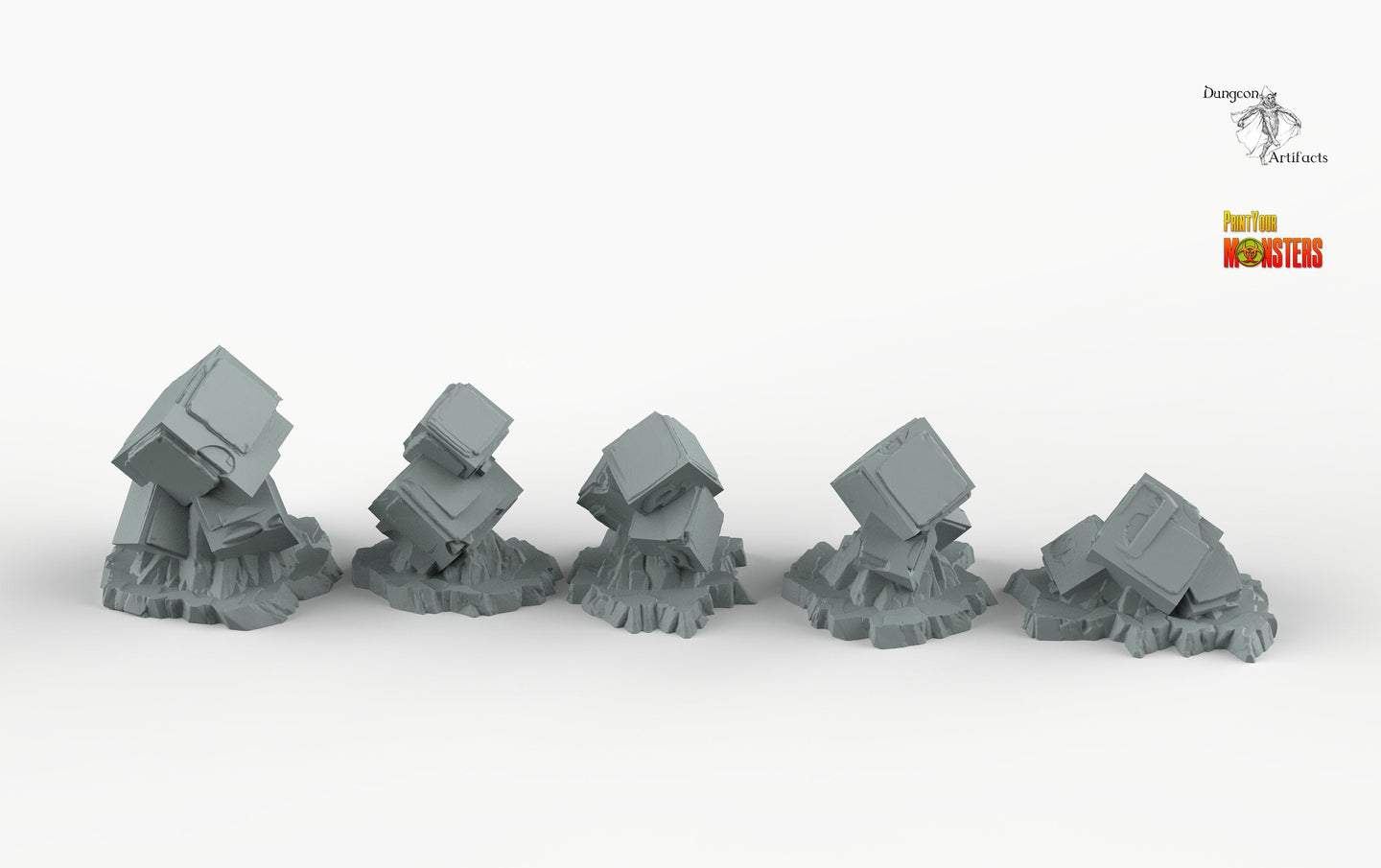 Sci-fi Cubic Stones - Print Your Monsters Fantastic Plants and Rocks Resin Terrain Wargaming