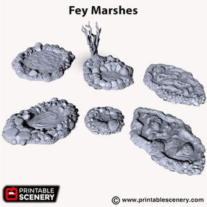 Fey Marshes and Pools - Shadowfey Wilds Swamp Fen Marsh Bog Wetlands Wargaming Terrain D&D DnD
