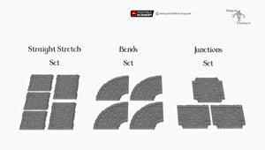 Flagstone Lanes - Roads of Ruin - 15mm 20mm 28mm 32mm Printable Scenery Shadowfey Wargaming Terrain D&D DnD