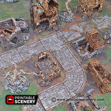 Load image into Gallery viewer, Flagstone Lanes - Roads of Ruin - 15mm 20mm 28mm 32mm Printable Scenery Shadowfey Wargaming Terrain D&amp;D DnD