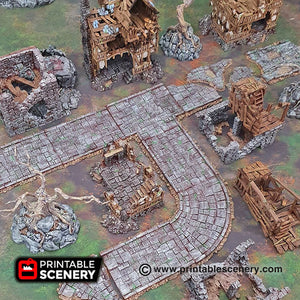 Flagstone Lanes - Roads of Ruin - 15mm 20mm 28mm 32mm Printable Scenery Shadowfey Wargaming Terrain D&D DnD