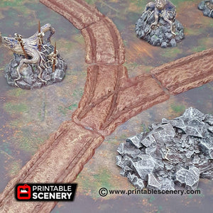 Forest Cart Tracks - 15mm 20mm 28mm 32mm Printable Scenery Shadowfey Wargaming Terrain D&D DnD
