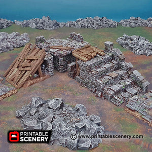 Ruined Bridge Spans - 15mm 28mm 32mm Printable Scenery Shadowfey Wargaming Terrain D&D DnD