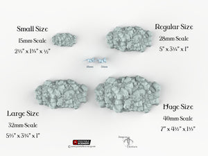 Jagged Rocks Scatter - Chunky Rocks - 15mm 28mm 32mm 40mm - Printable Scenery Shadowfey Wilds