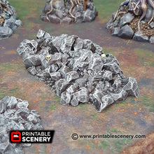 Load image into Gallery viewer, Jagged Rocks Scatter - Chunky Rocks - 15mm 28mm 32mm 40mm - Printable Scenery Shadowfey Wilds