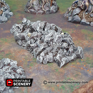 Jagged Rocks Scatter - Chunky Rocks - 15mm 28mm 32mm 40mm - Printable Scenery Shadowfey Wilds